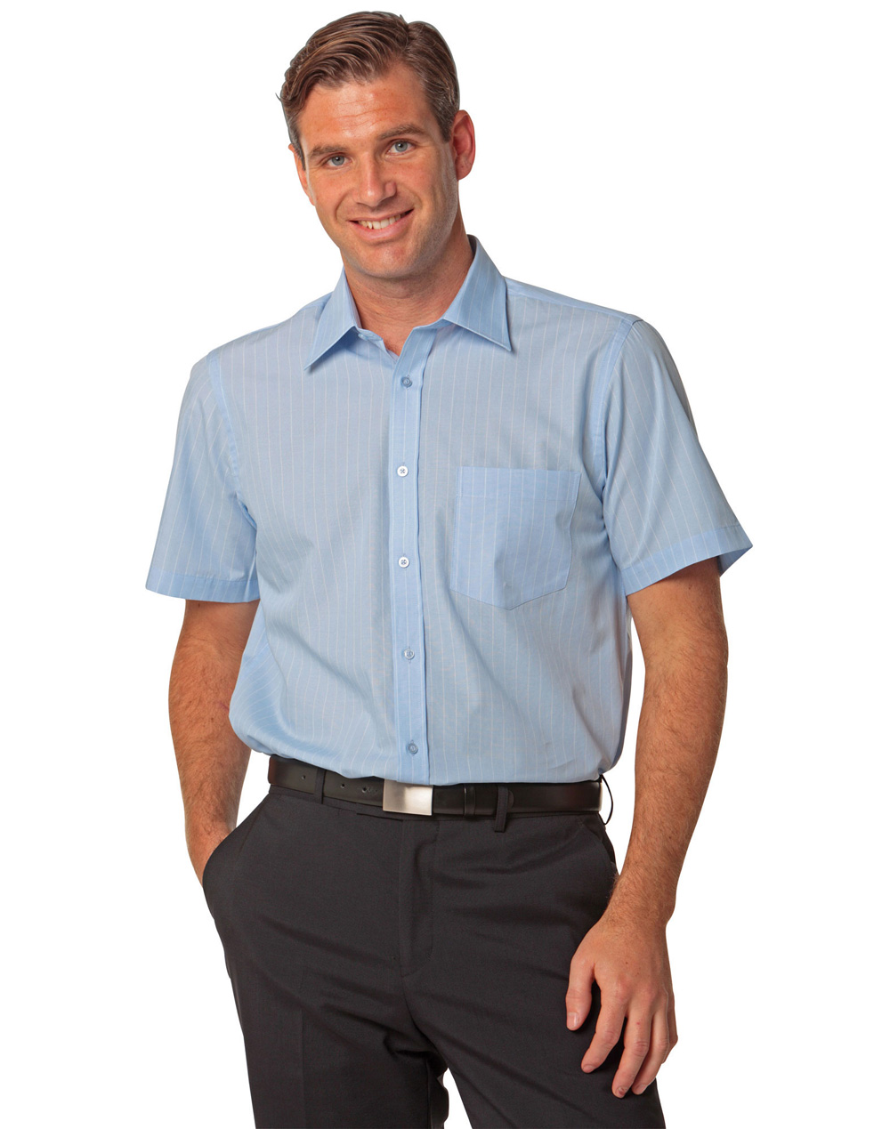 Men's Pin Stripe Short Sleeve Shirt M7221