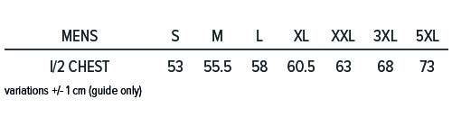 1309 size chart