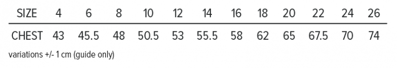 Henley 2900T Size Chart