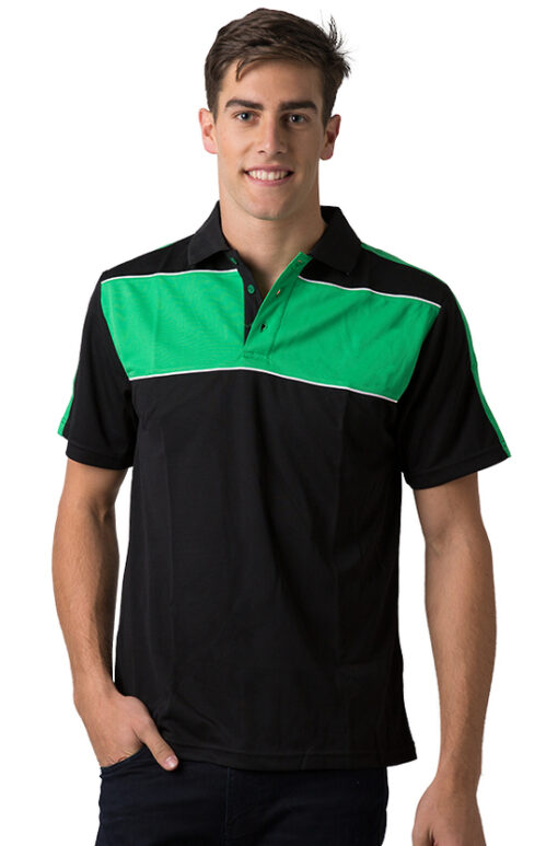 BeSeen Pique Knit Polo BSP2012 Black Emerald White