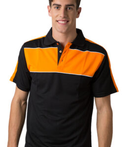 BeSeen Pique Knit Polo BSP2012 Black Orange White