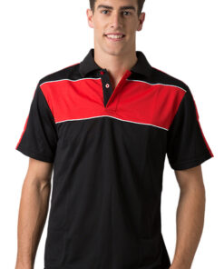 BeSeen Pique Knit Polo BSP2012 Black Red White