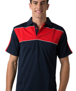 BeSeen Pique Knit Polo BSP2012 Navy Red White