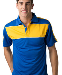 BeSeen Pique Knit Polo BSP2012 Royal Light Gold White