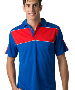 BeSeen Pique Knit Polo BSP2012 Royal Red White