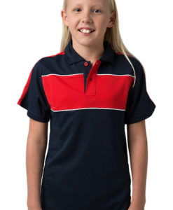 BeSeen Pique Knit Polo BSP2012K Navy Red White