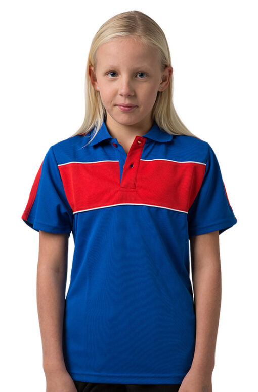 BeSeen Pique Knit Polo BSP2012K Royal Red White