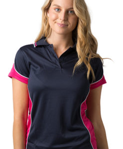 BeSeen micromesh polo BSP15L Navy Hot Pink White