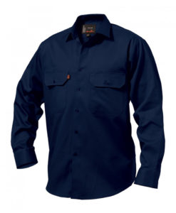 kinggee open front drill shirt K04010 navy