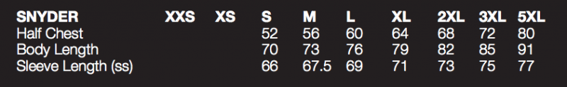 Snyder Softshell Jacket Sizes