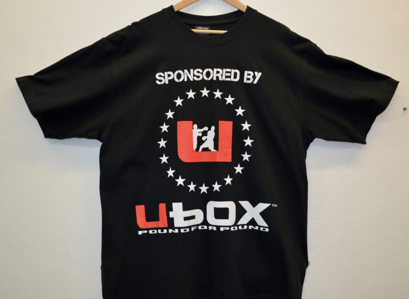 Ubox Brand Logo Screenprinted on a t shirt