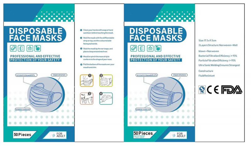 Bulk Face Masks Disposable Box of 50